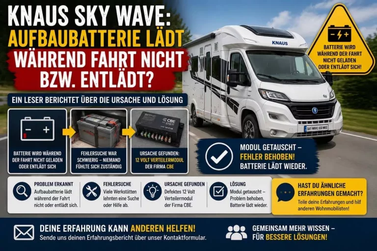 KNAUS SKY WAVE Aufbaubatterie lädt nicht während Fahrt