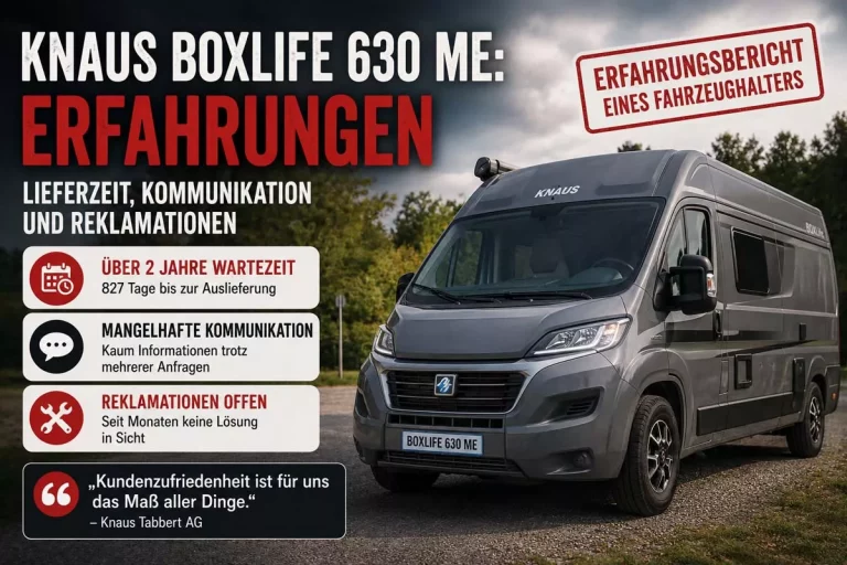 KNAUS BOXLIFE - Erfahrungen mit Lieferzeit, Kommunikation und Reklamation