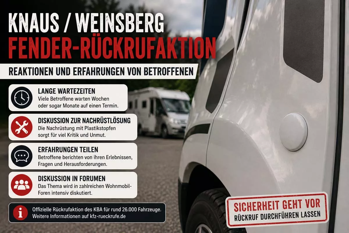Knaus - Weinsberg Fender Rückrufaktion - Nachrüstungsstopfen