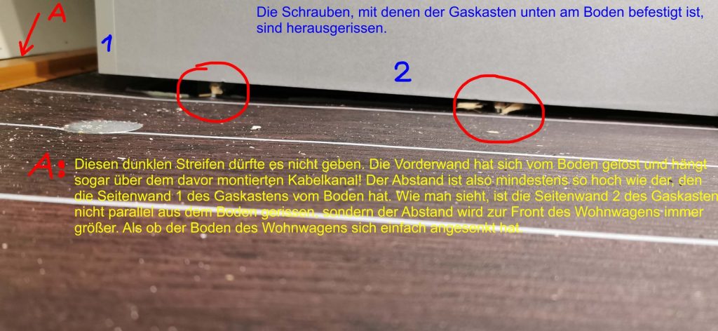 Knaus Sport und Fun Wohnwagen - Schaden Boden