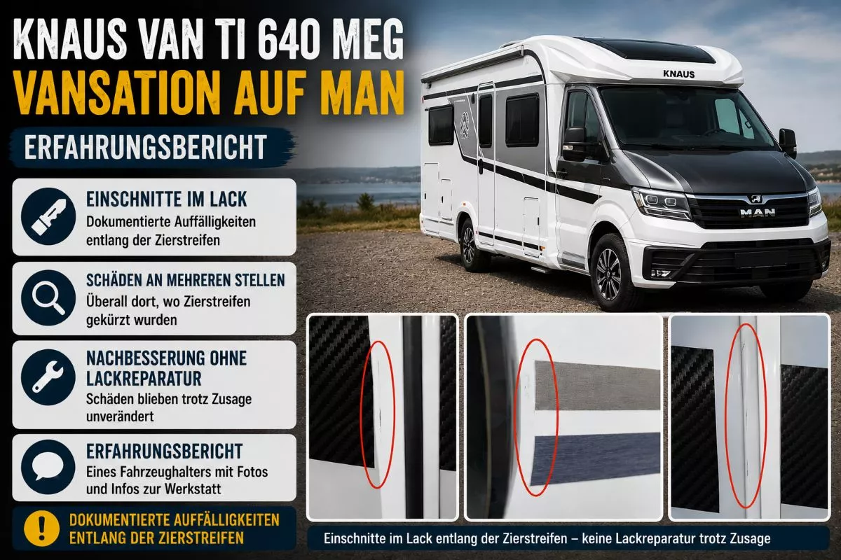 Knaus Van TI 640 MEG Vansation auf MAN – Einschnitte im Lack