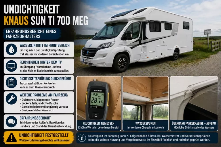 KNAUS SUN TI 700 MEG - Undichtigkeit und Wassereintritt