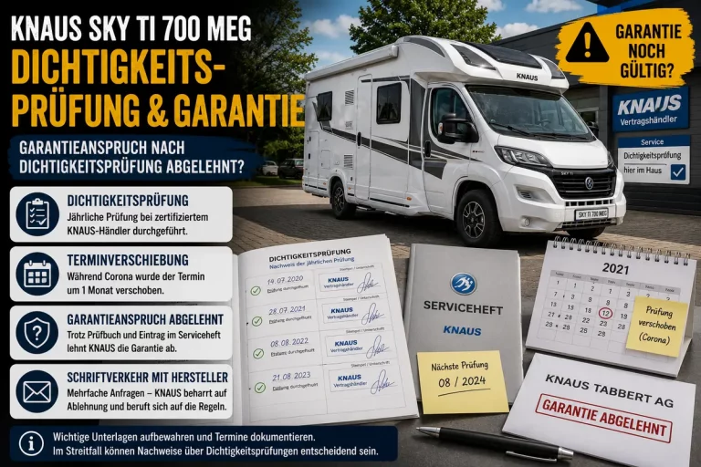 KNAUS SKY TI 700 MEG – Garantieanspruch nach Dichtigkeitsprüfung abgelehnt
