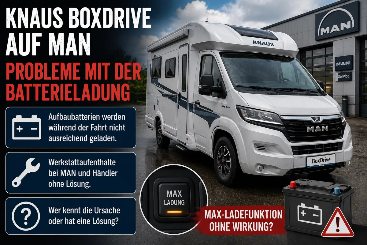 KNAUS Boxdrive auf MAN – Probleme mit der Batterieladung