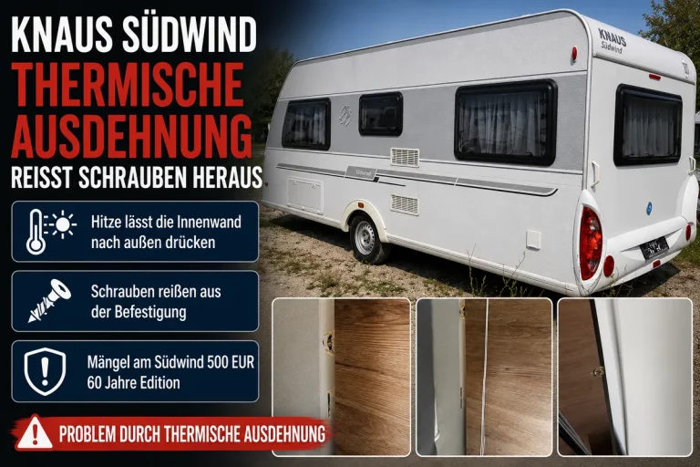 KNAUS Südwind – Thermische Ausdehnung reißt Schrauben heraus