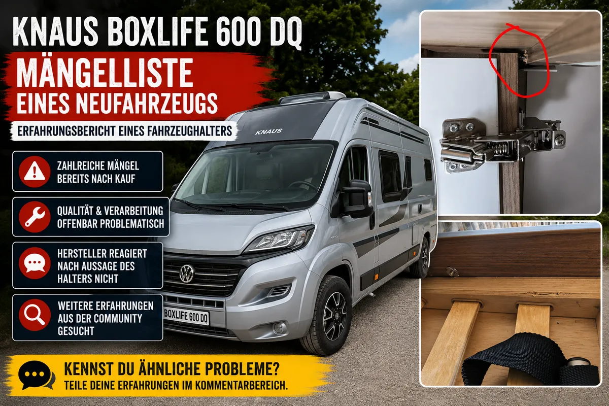 KNAUS BOXLIFE 600 DQ – Mängelliste eines Neufahrzeugs