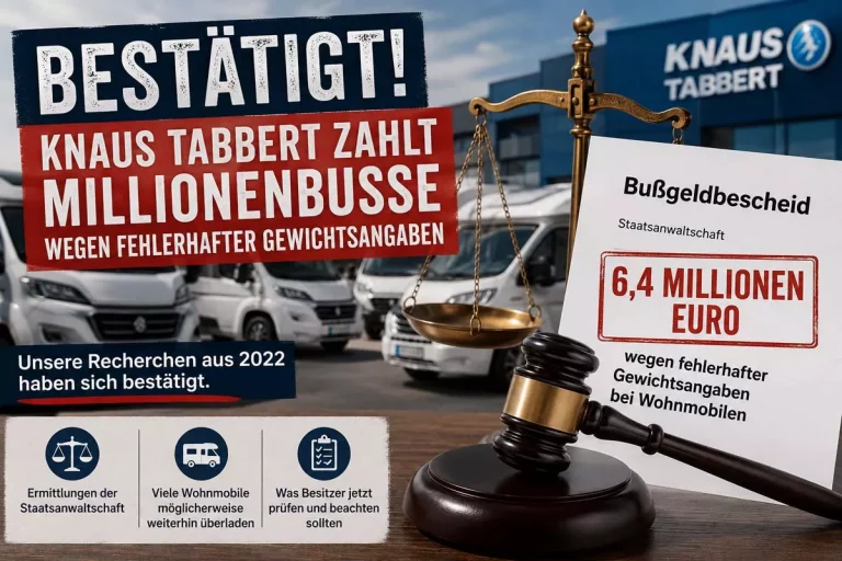 Knaus Tabbert zahlt Millionenbusse wegen fehlerhafter Gewichtsangaben