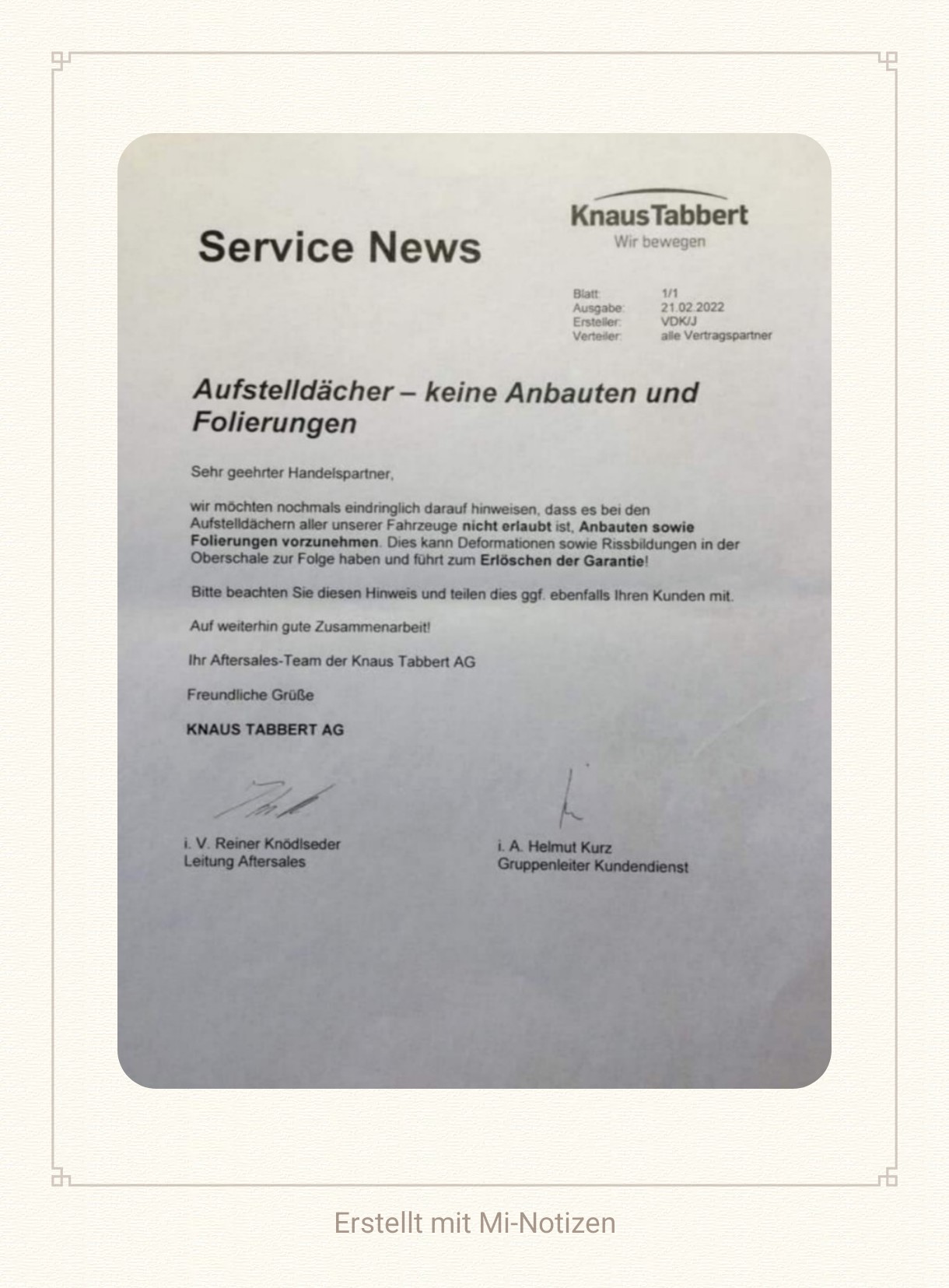 Händlerinformation zu Solarpanelen auf dem Aufstelldach