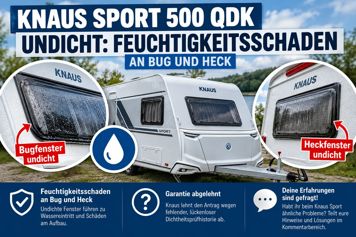 Knaus Sport 500 QDK Feuchtigkeitsschaden Bug und Heck